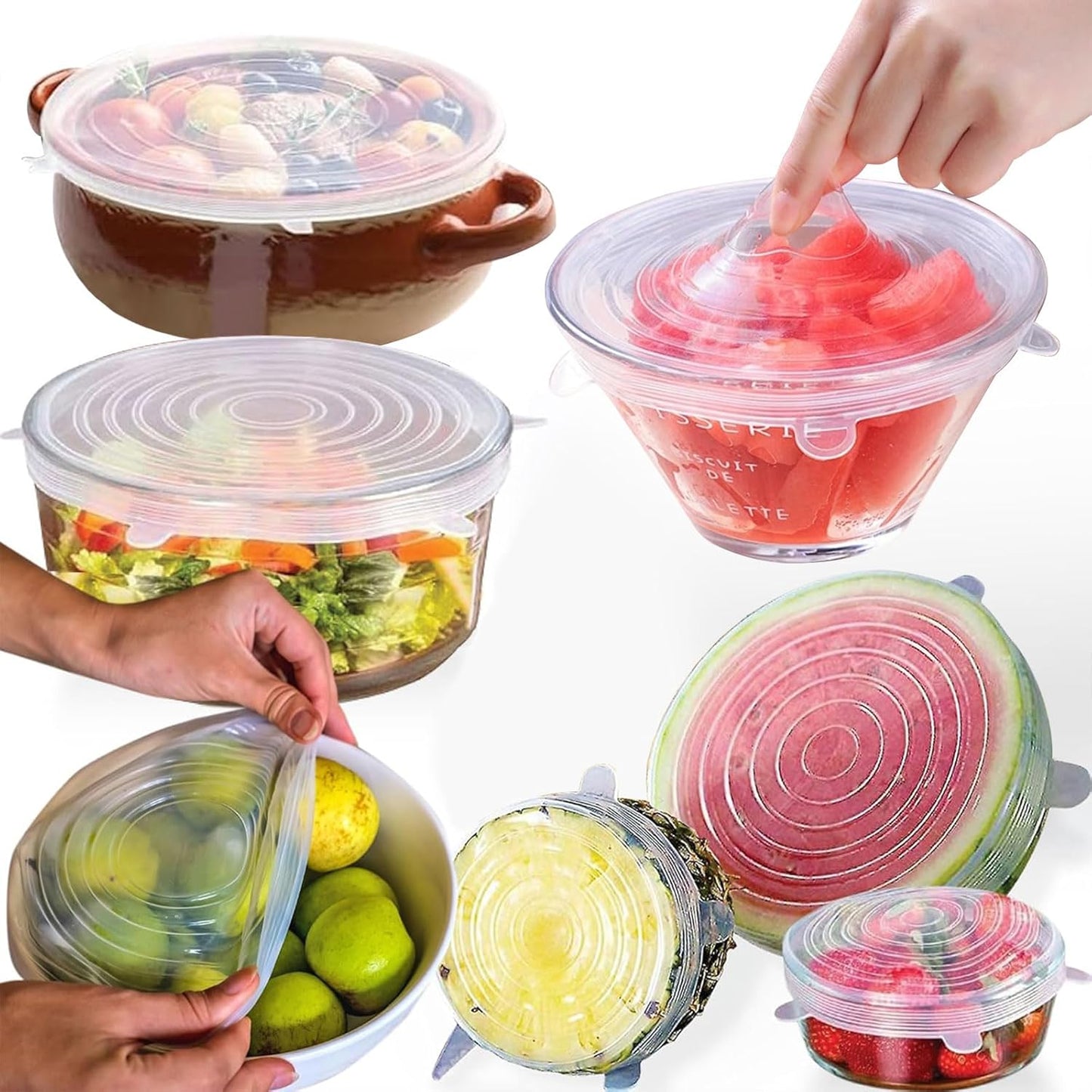 Set 6 tapas elásticas de silicona 3x1 | Envío Gratis
