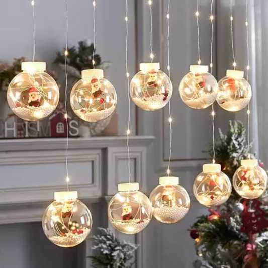 Luces de Navidad | Cortina de Luces Led con 10 Bolas