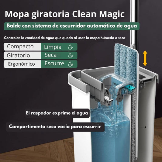 Mopa Giratoria Clean Magic + balde | Envío Gratis