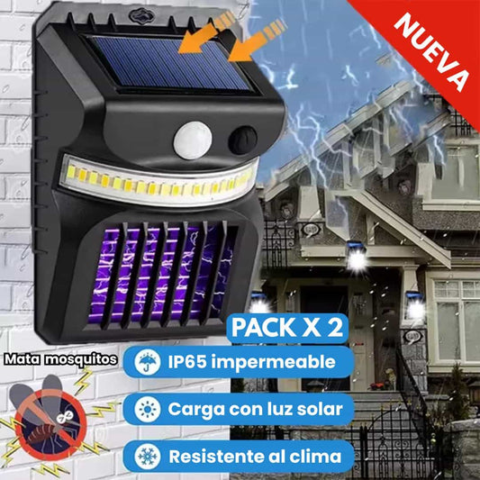 Lámpara Solar LED Mata Mosquitos con Sensor de Movimiento 2x1 | Envío Gratis