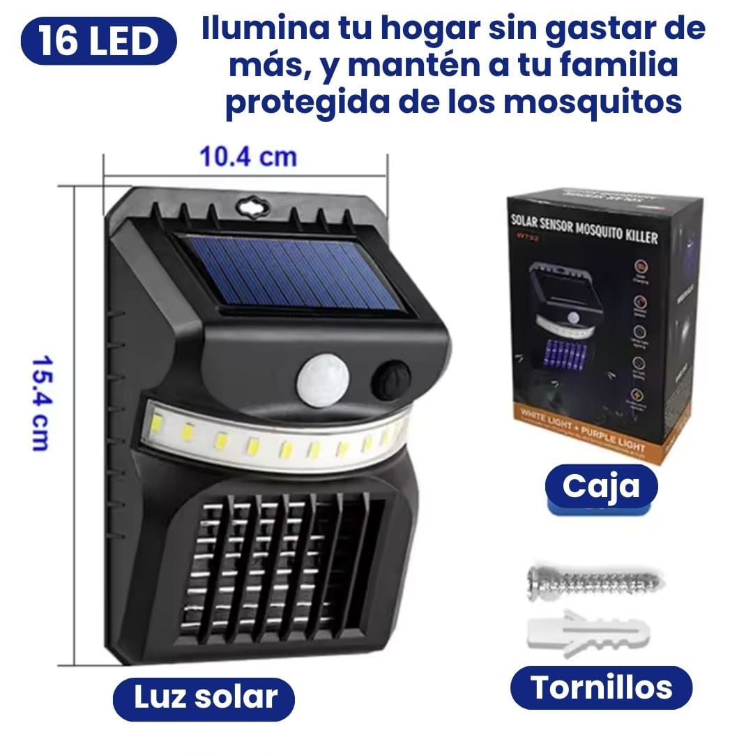 Lámpara Solar LED Mata Mosquitos con Sensor de Movimiento 2x1 | Envío Gratis